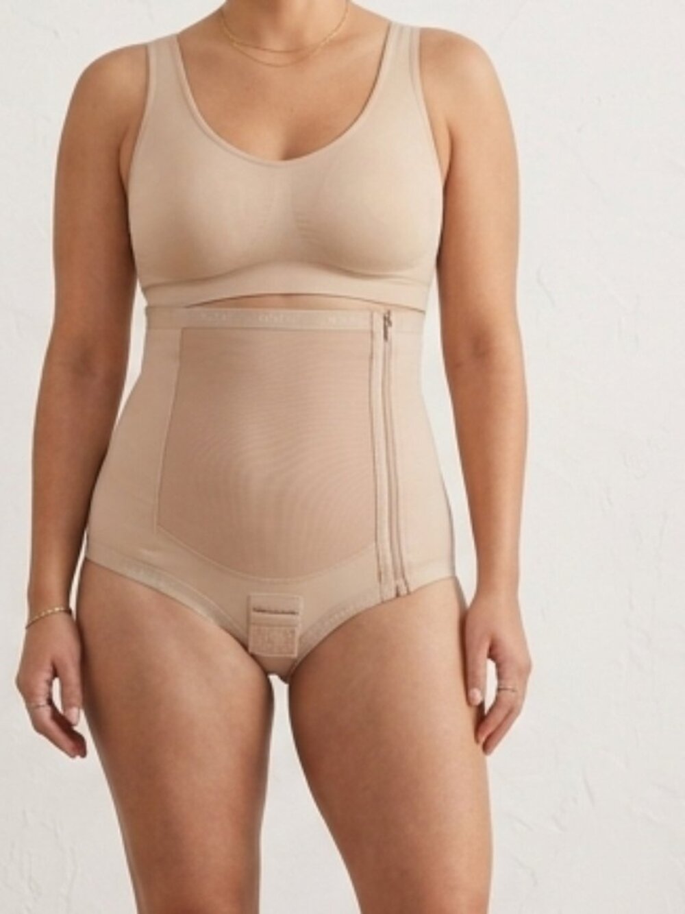 Bellefit Side-Zipper Postpartum Compression Girdle Shapewear Beige 2XL